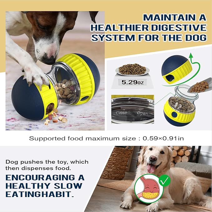 Adjustable Food Dispensing Treat Dispenser Dogs Puzzles Feeder
