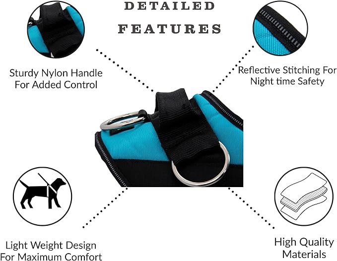 Dog Harness, No-Pull Pet Vest with 3 Leash Clips