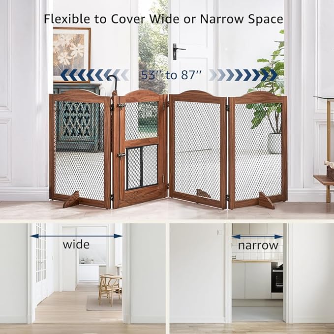 Freestanding Dog Gate With Cat Door