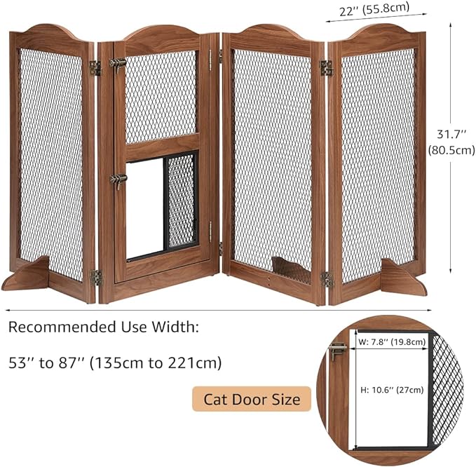Freestanding Dog Gate With Cat Door