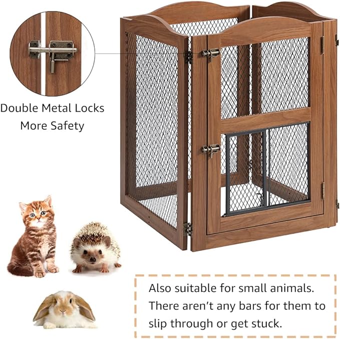Freestanding Dog Gate With Cat Door