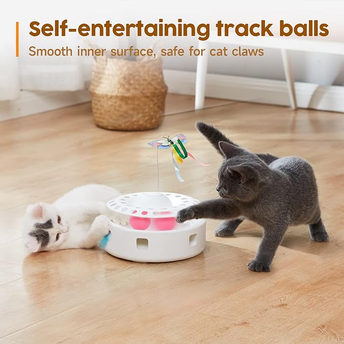Automated interactive track-ball toy for cats